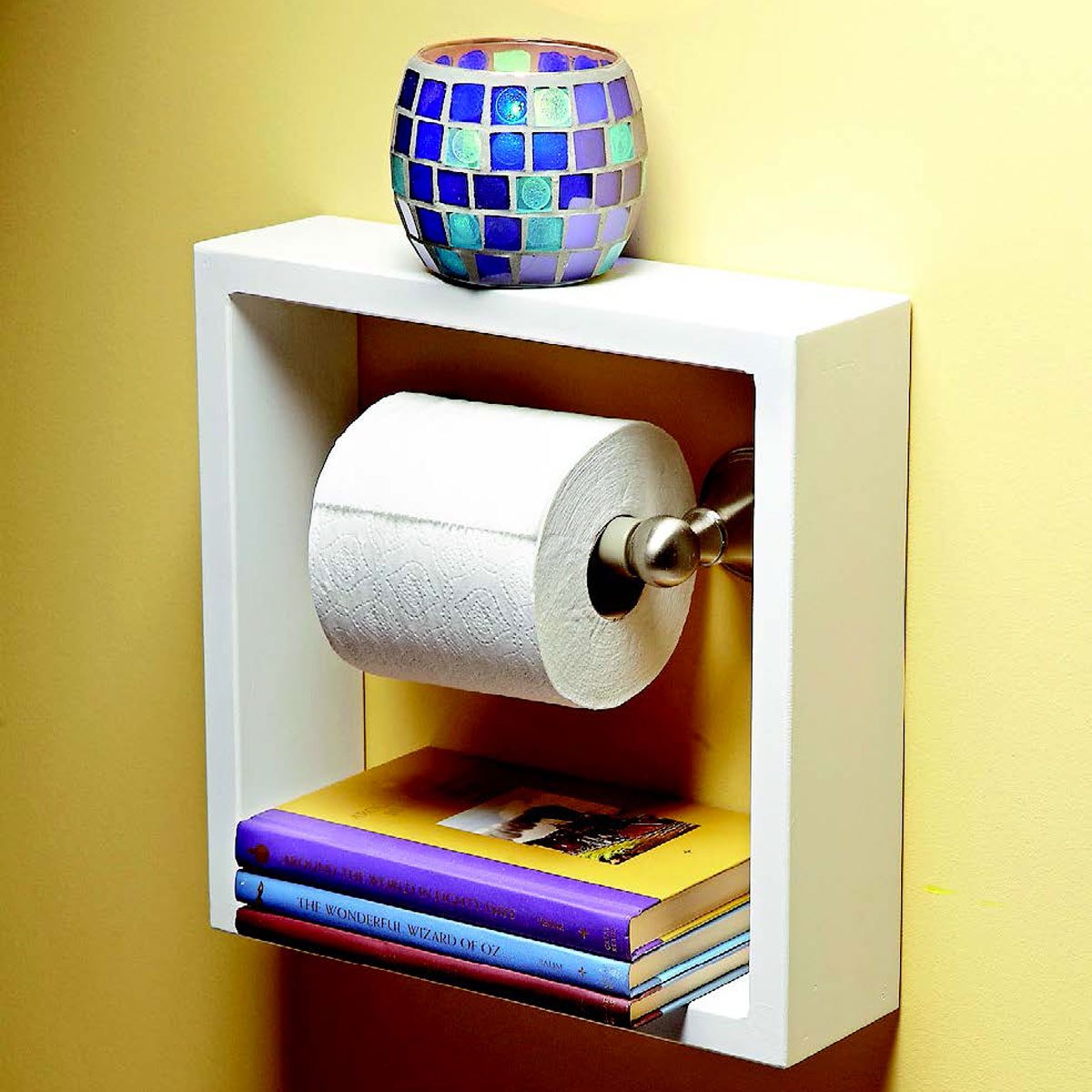 Toilet Paper Holder with Mobile Phone Storage Shelf Anti-slip Wall Mounted Rack 