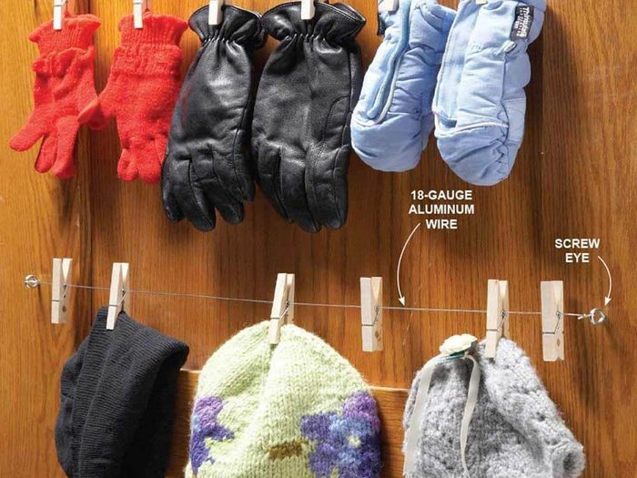 clothes pin hat and mitten drying rack