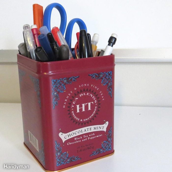Reuse and Recycle Food Tins pen organizer