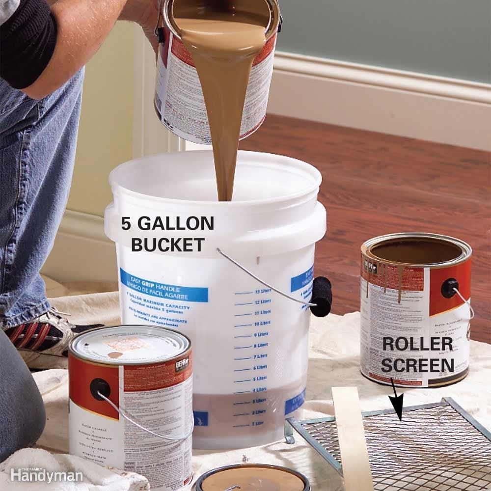 Mix Several Cans of Paint in a Large Bucket for Consistent Color