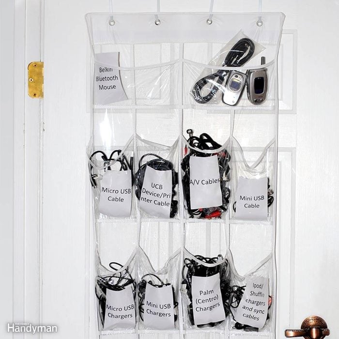 Behind the Door Storage: Charger and Cord Pockets
