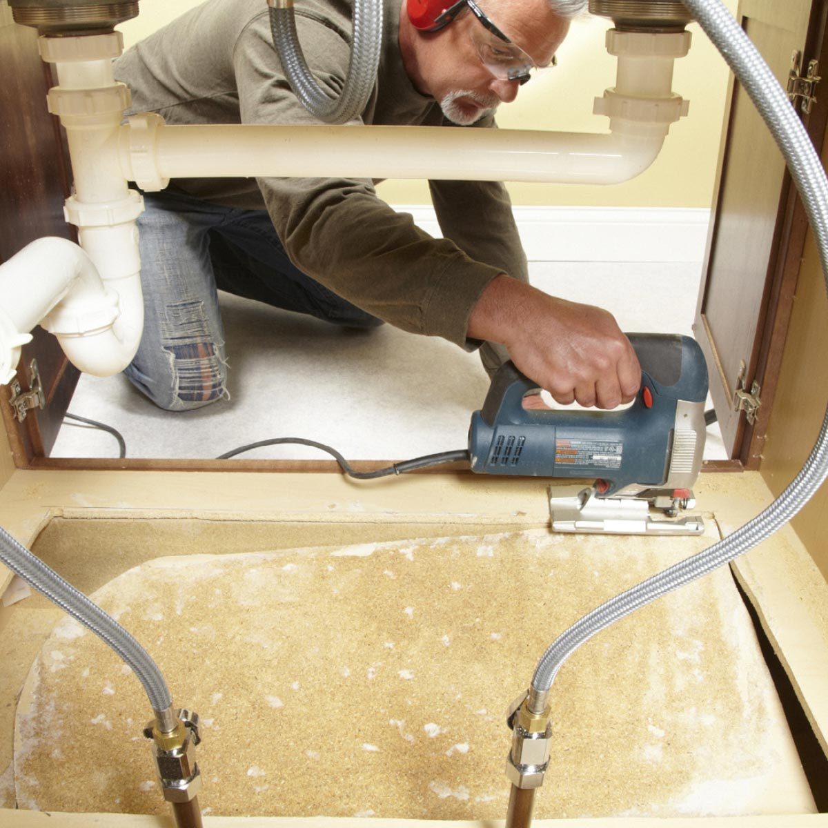 How To Replace A Sink Base Cabinet Floor Family Handyman