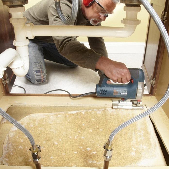Replace A Sink Base Cabinet Floor, How To Replace Bottom Of Kitchen Sink Cabinet