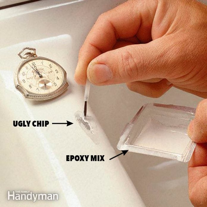 How To Fix A Chipped Sink Diy Family Handyman - How To Fix A Chip In Bathroom Sink