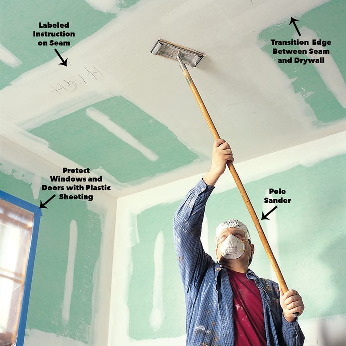 using a pole sander to sand drywall