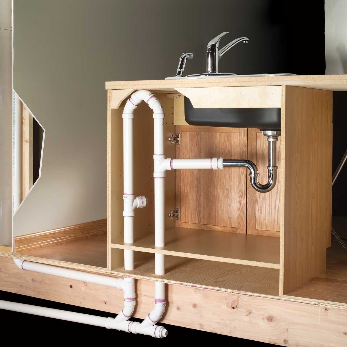 How to Plumb an Island Sink | Family Handyman wiring a bathroom wet wall 