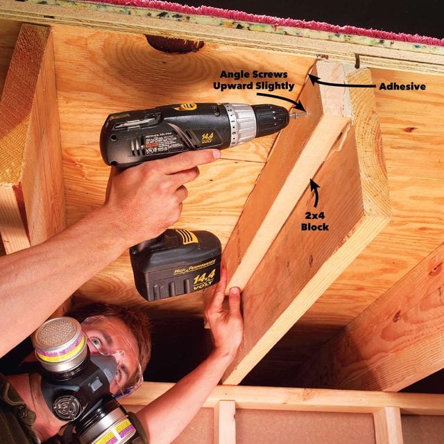 Add a 2x4 to the floor joist