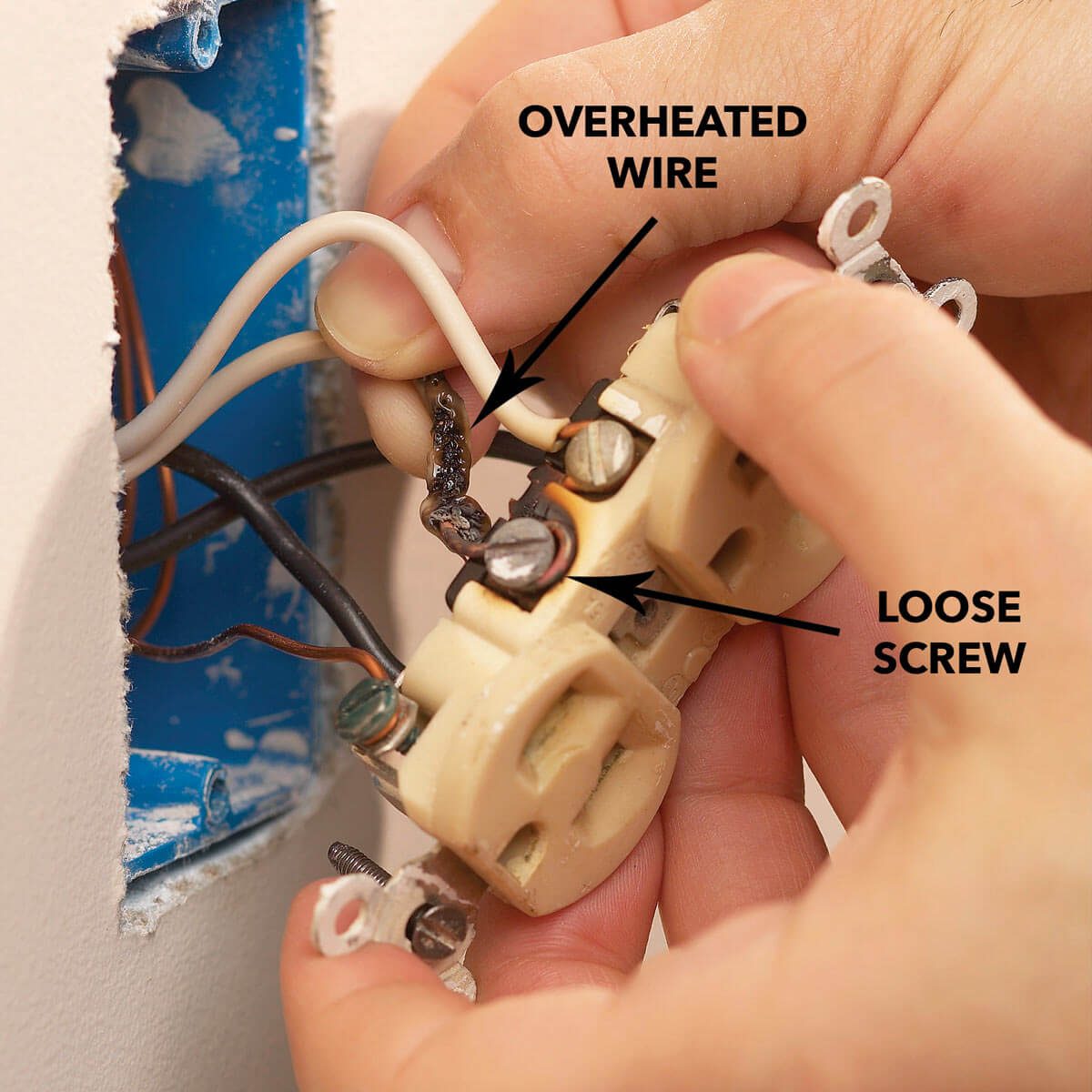bad outlet overheated wire diagram