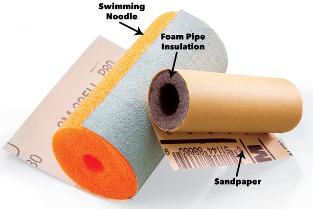 pool noodle foam pipe insulation sanding block sand paper