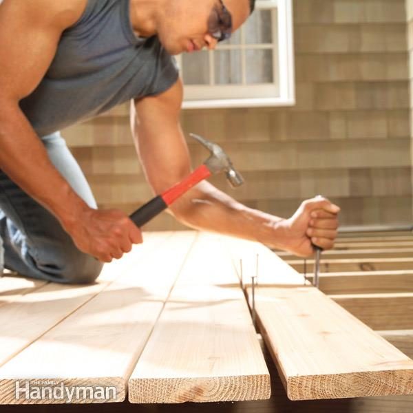 set and nail decking perfectly the family handyman