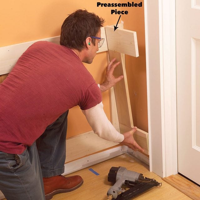 Preassemble small wainscoting sections