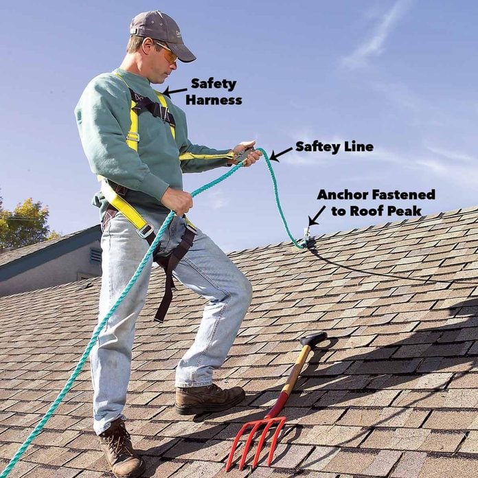 safety harness remove roof shingles