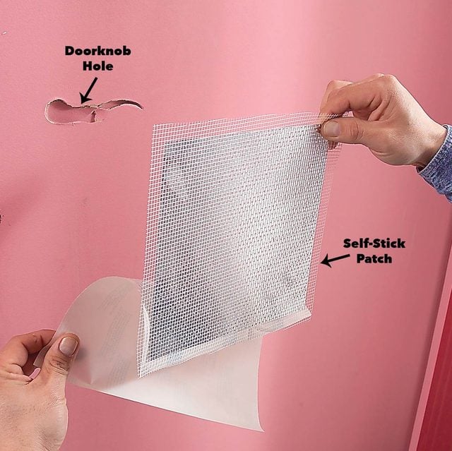 cover wall hole with self stick patch