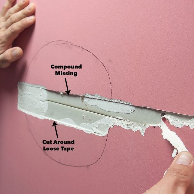cut out loose and blistered wall tape