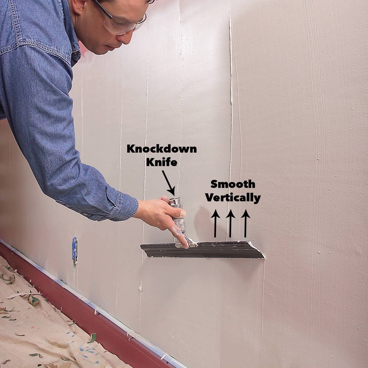 smooth compound vertically damaged drywall