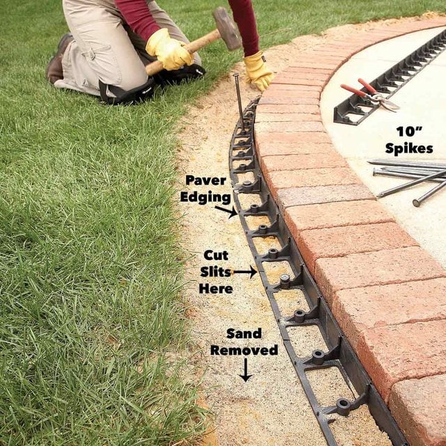 nail the edging brick pavers