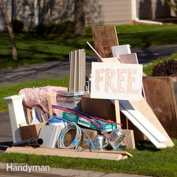 junk piled up near a curb