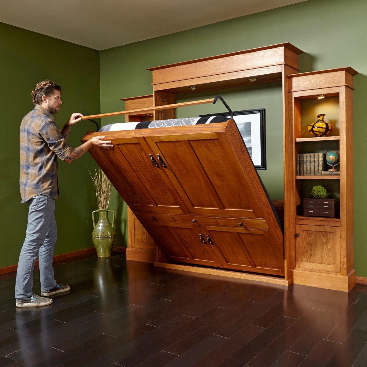 Queen Size Vertical DIY Murphy Bed Hardware and Stay Level Desk Combo -  Easy DIY Murphy Bed