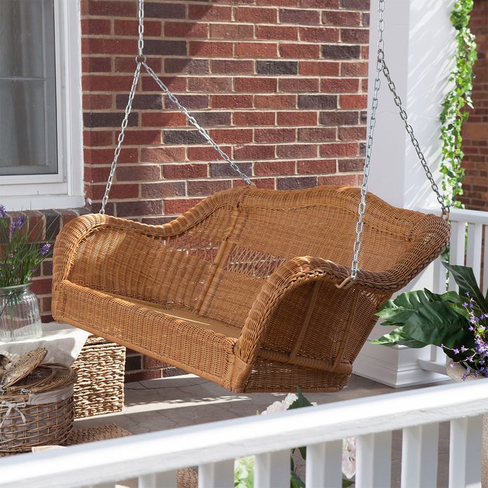 wicker porch swing