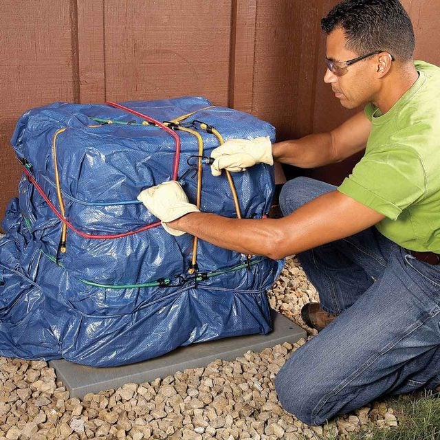 Covering AC with a tarp