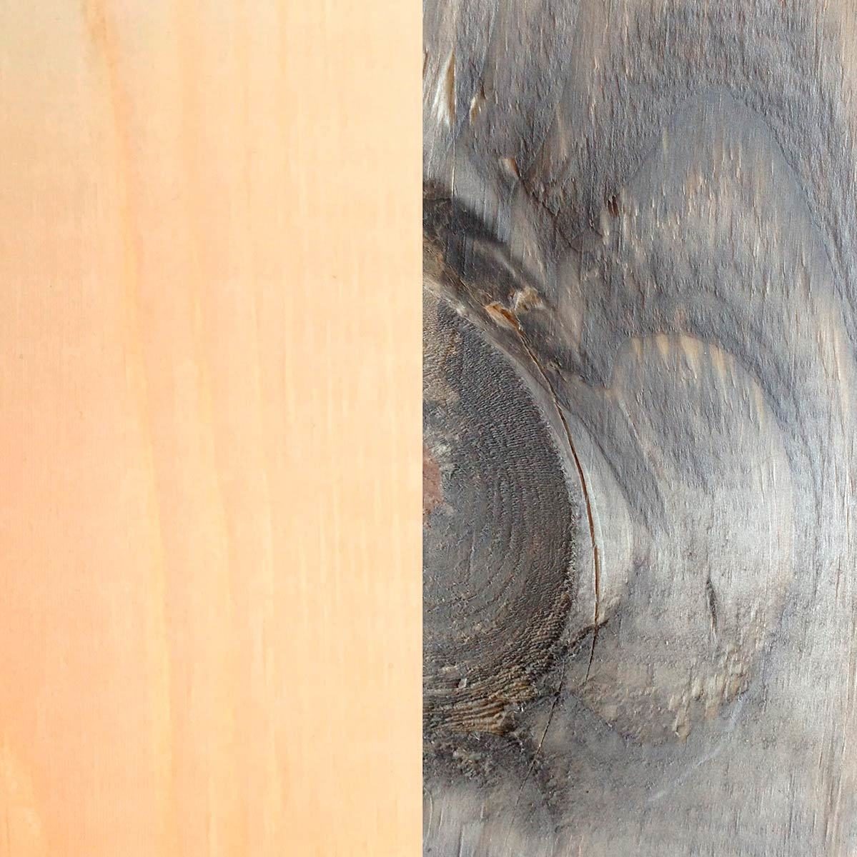 Before and after: pine and iron vinegar