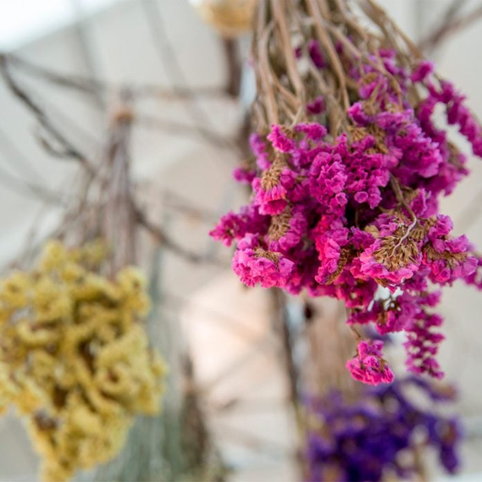 dried flowers with floss