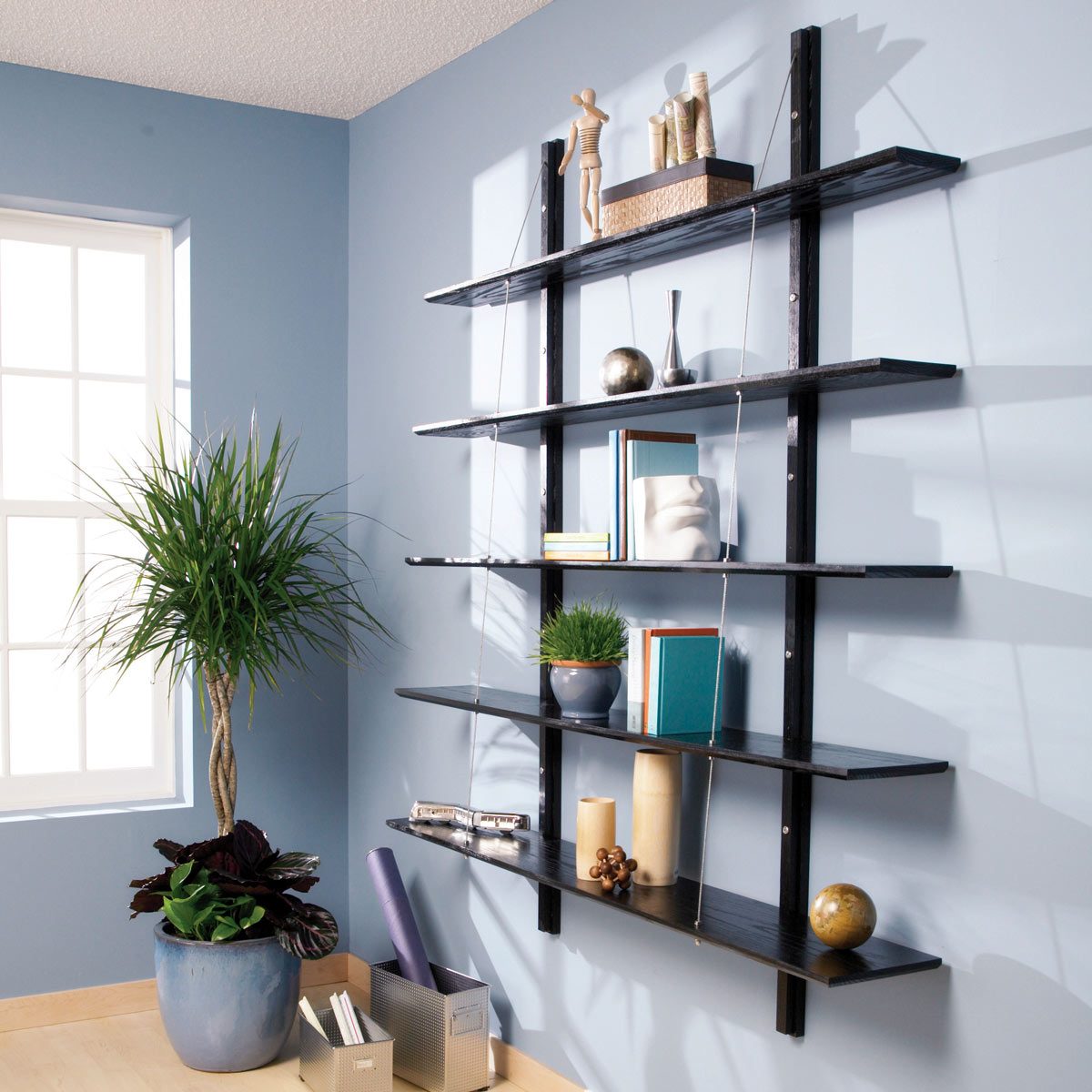 Various Sizes Selectable Wall Shelving Storage Shelf with viewing Stock Boxes 