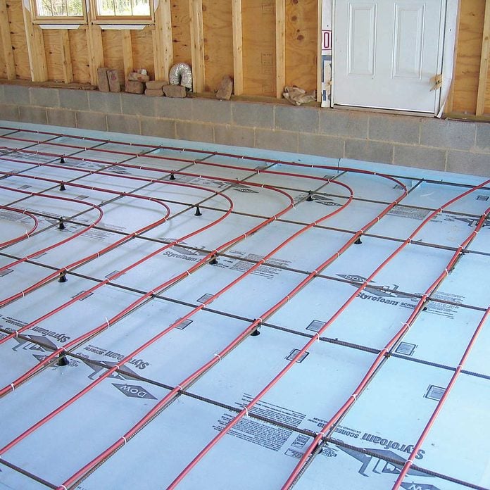 garage with in floor heat heated floors