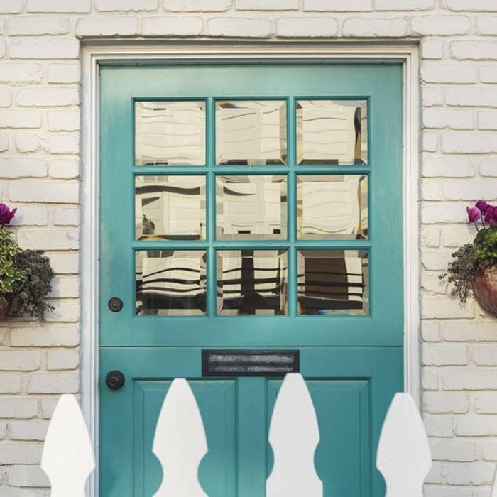 teal blue green front door