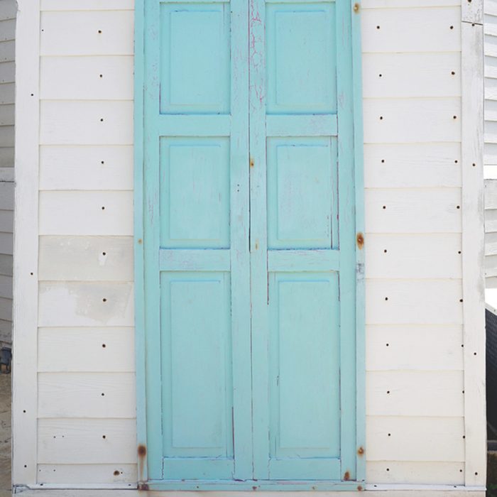 tropical aqua blue front door