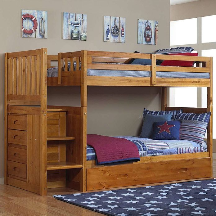 Mission-Style Twin-Over-Twin with Trundle bunk bed