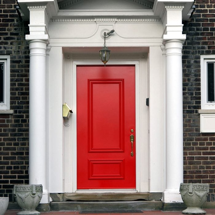 red front door pillars