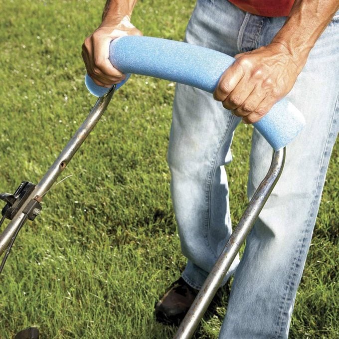 More Comfortable Mowing pool noodle lawn mower