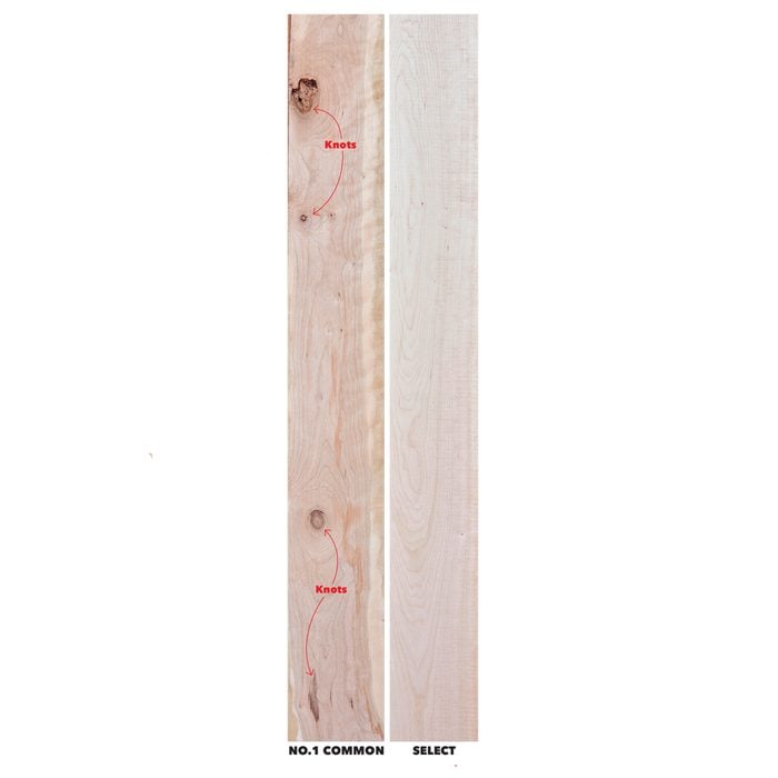 lumber wood grades with knots