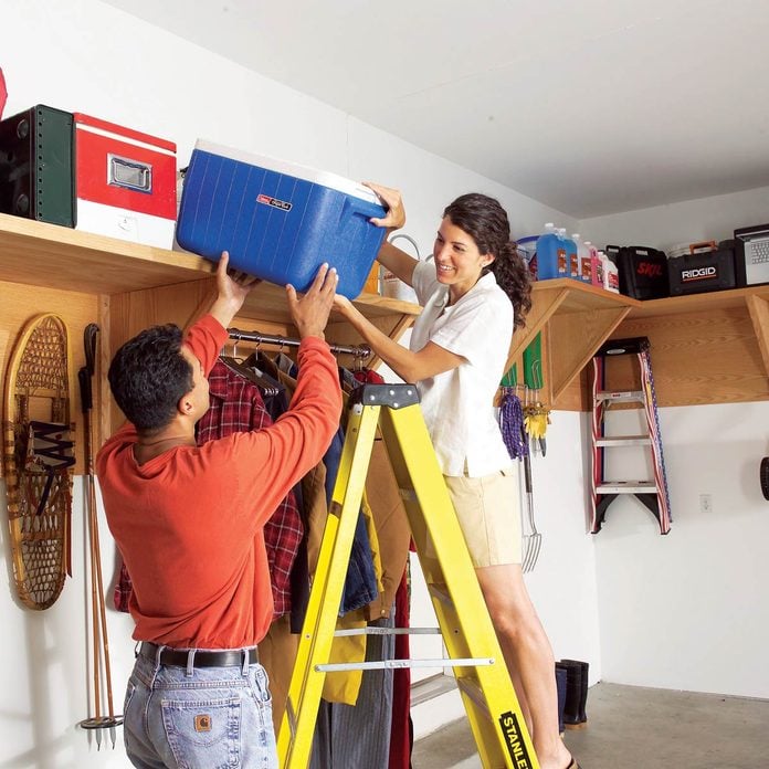 high garage shelf storage organization rotating stuff