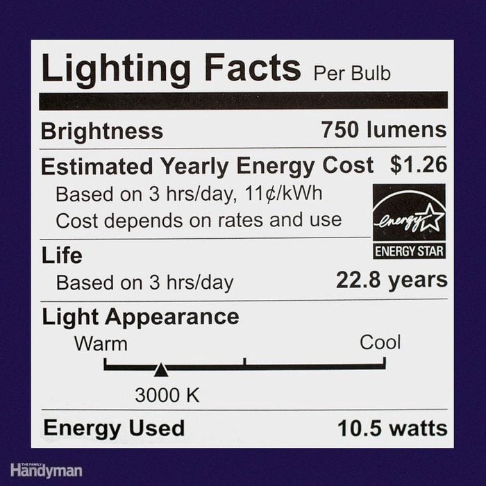 lighting facts per bulb label