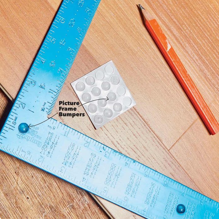 Picture frame bumpers square ruler