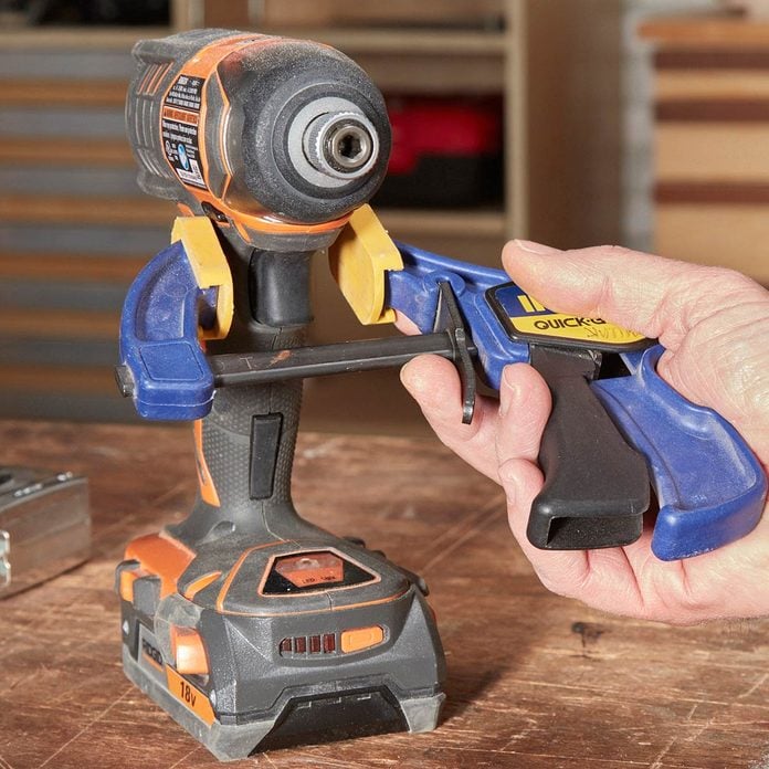 drill measure with a clamp