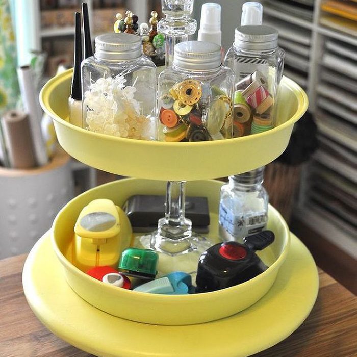 How to be Organized for School: Use a Tiered Cake Stand for School Supplies