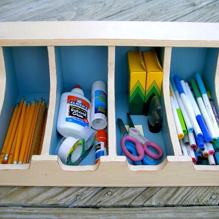 How to be Organized for School: Serve Up School Supplies in a Silverware Tray