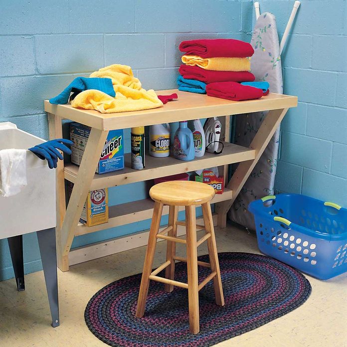 laundry room organization stool clothes