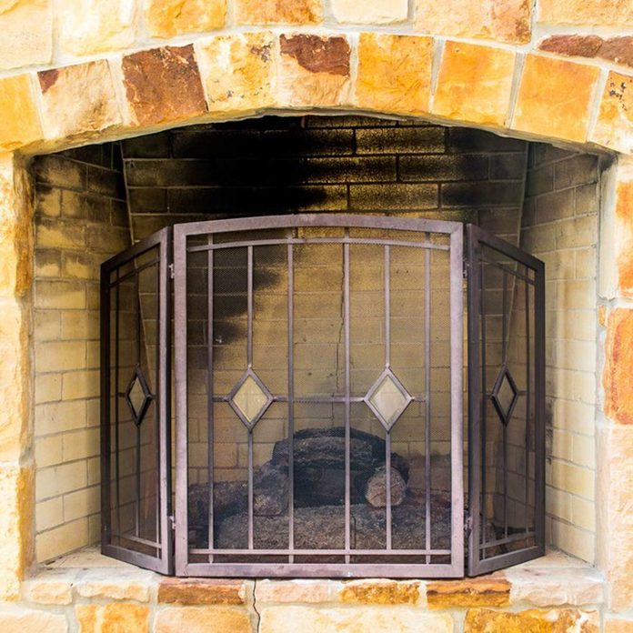 limestone fireplace