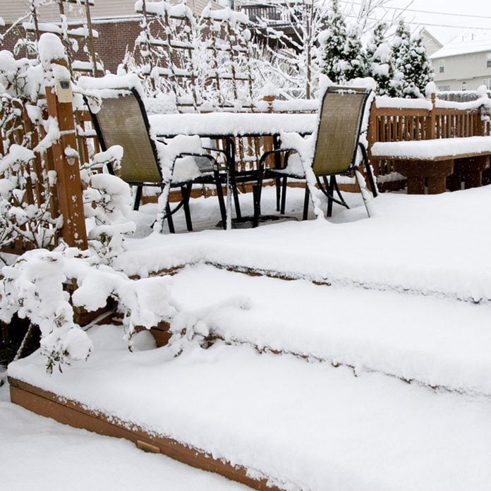 Snowy outdoor furniture
