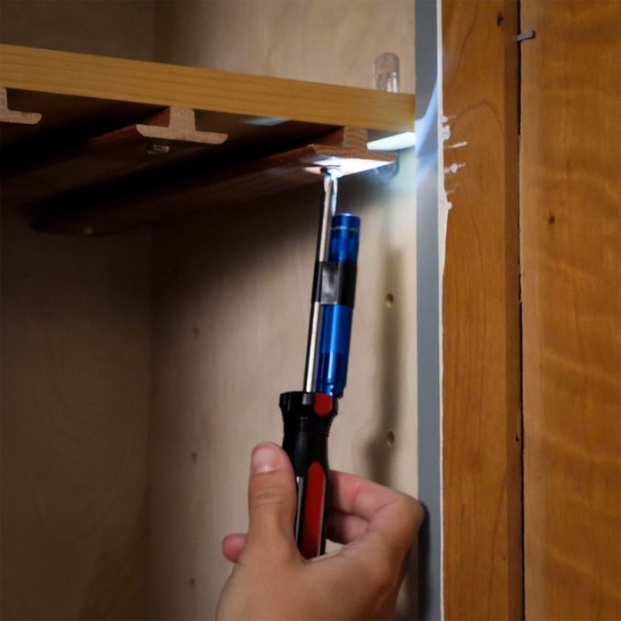 lighted screwdriver in cabinet