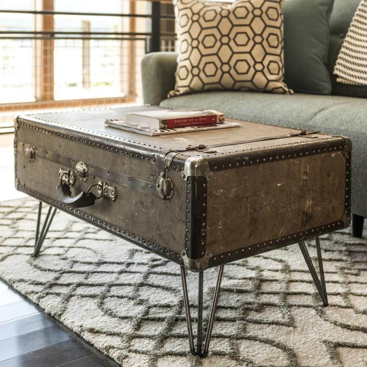 Suitcase Table with Hairpin Legs