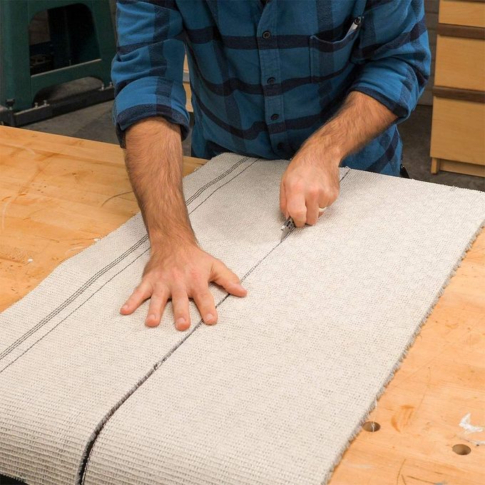utility knife to cut carpet for sawhorses