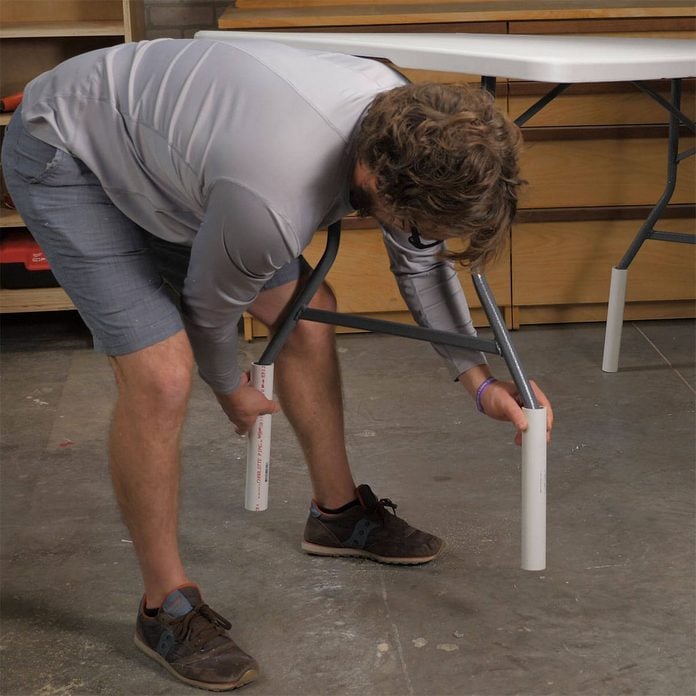 adding pvc to table legs to make a taller table HH