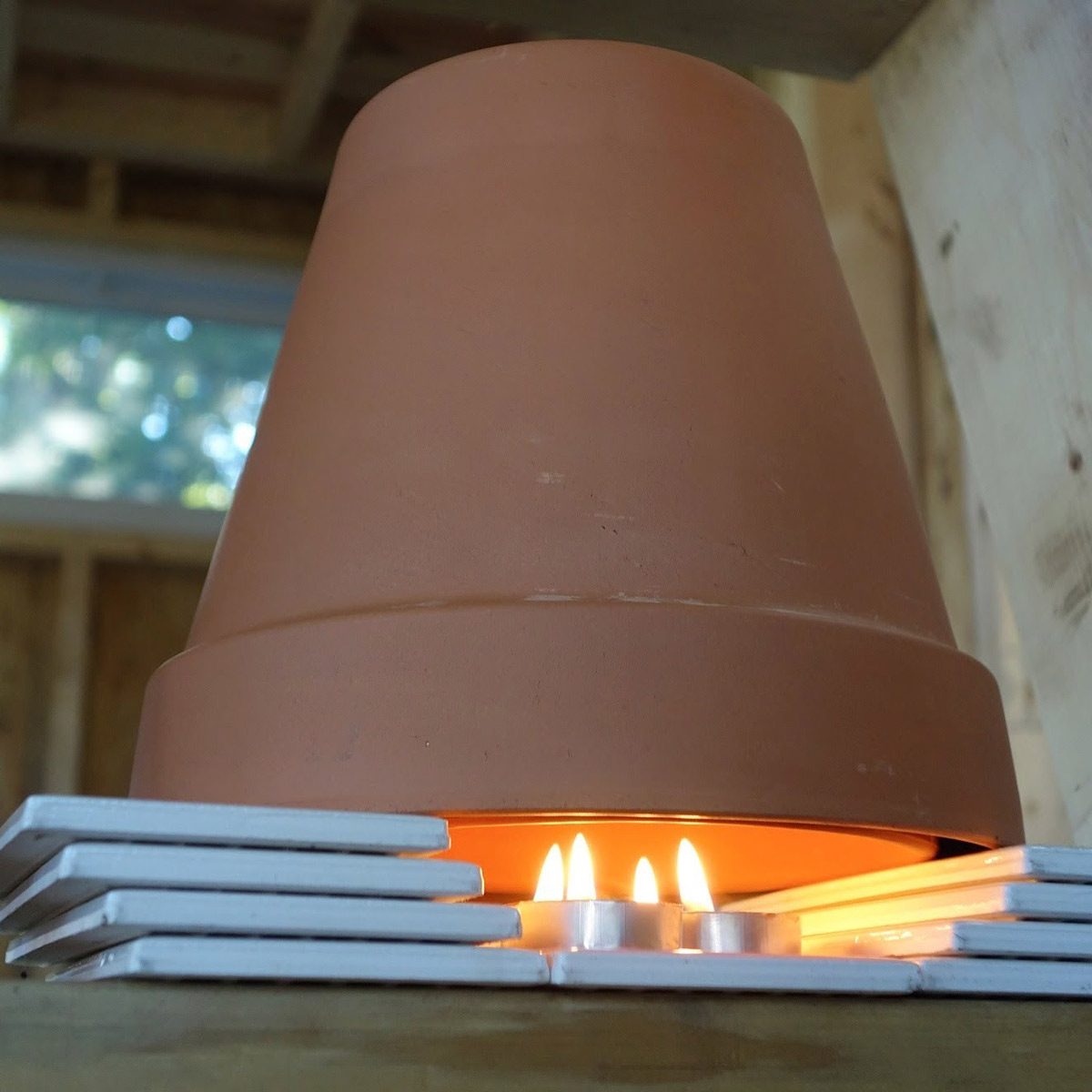 Emergency heat for indoor use, candle brick heater