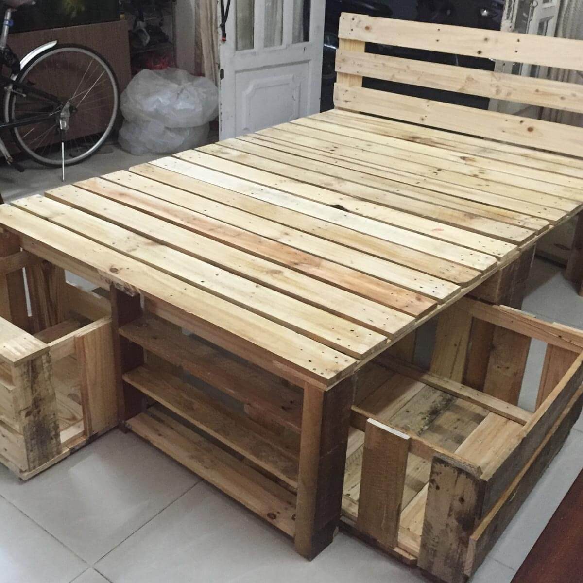 Pallet Bed Frame with Storage