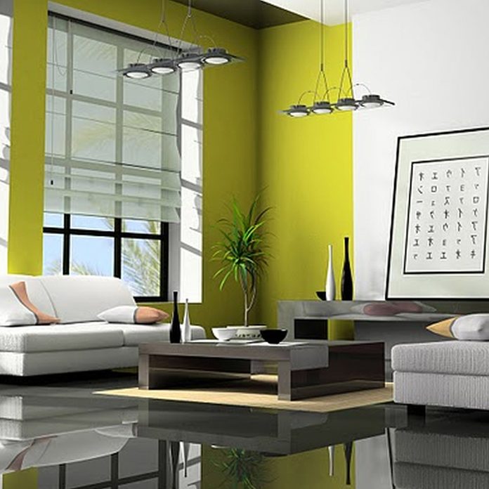tech green living room wall color